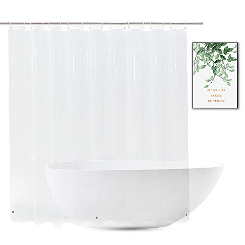 Extra Wide Shower Curtain Liner 108 x 72, Waterproof Heavy Duty Clear Vinyl Shower Liner for Bathroom and Bathtub, 18 Plastic Hooks