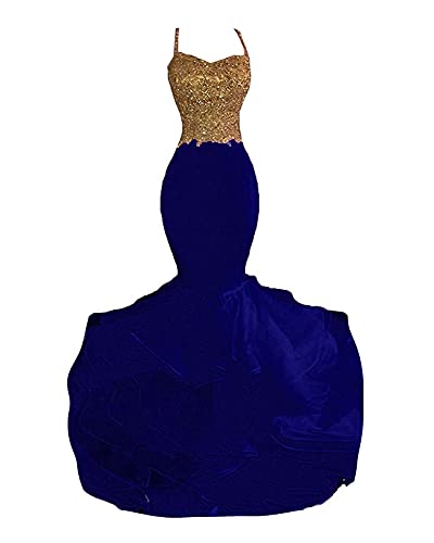 Fanciest Spaghetti Straps Formal Dresses for Women Mermaid Long Prom Dress 2023 Evening Gown Royal Blue 2 US12