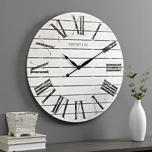 Farmhouse Shiplap Wall Clock White / 29 in.