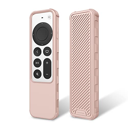 Fintie Protective Case for Apple TV Siri Remote 2021 2022 - Lightweight Anti Slip Shockproof Silicone Cover for Apple TV 4K / HD Siri Remote Controller (2nd Gen / 3rd Gen), Pink Sand