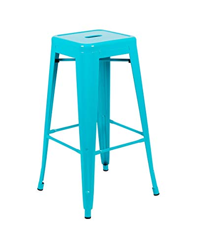 Flash Furniture Lily 30" High Metal Indoor Bar Stool in Teal - Stackable Set of 4