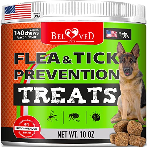 Flea and Tick Prevention Chewable Pills for Dogs - Revolution Oral Flea Treatment for Pets - Pest Control & Natural Defense - Chewables Small Tablets Made in USA… (Bacon)