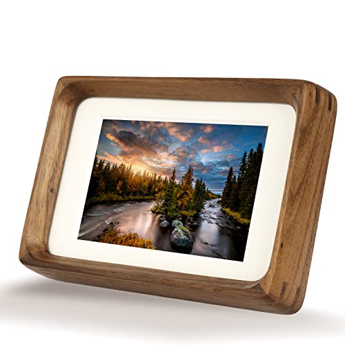 FLECHAZO 3x4 Solid Wood Picture Frame with 2x3 Mat,Natural Walnut Wood Photo Frames for Tabletop or Wall Display