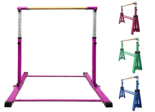 Foldable & Movable Gymnastic Kip Bar/Junior Training Bar/3' to 5' Adjustable Height,Home Gym Equipment,Ideal for Indoor and Home Training,1-4 Levels