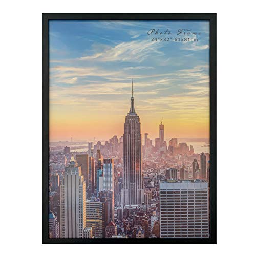 Frame Amo Black 24x32 Picture or Poster Frame, 1 inch Wide Border, Smooth Finish, Acrylic Front