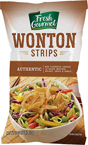 Fresh Gourmet Authentic Wonton Strips | 1 Pound | Low Carb | Crunchy Snack and Salad Topper