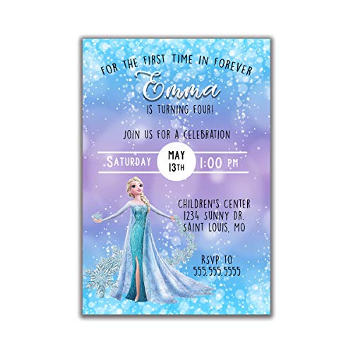 Frozen Inspired Birthday Party Invitation, Personalized, 4 inches by 6 inches, Envelopes Included with Printed Option, Printed or Digital DIY Party Supplies Invitation Cards