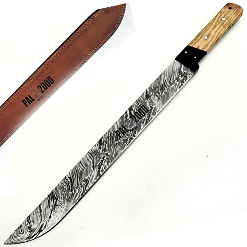 Full Tang Machete Knives - Custom Handmade 20 Inch knife - Hand Forged Damascus steel Knife - Knife With Sheath, Ssmg-9983