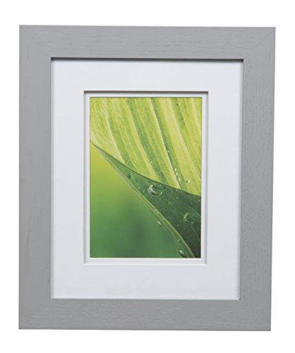 Gallery Solutions 8x10 Flat Grey Tabletop or Wall Frame with Double White Mat For 5x7 Picture