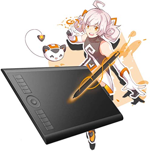 GAOMON M10K 10 x 6.25 Inches Graphic Drawing Tablet with 8192 Levels Battery-Free Stylus and 10 Customizable Hot-Keys for Digital Drawing & OSU & Online Teaching-for Mac&Windows (M10K 2018)