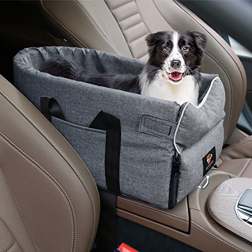 Gearking Dog Console Car Seat for Small Dogs,Center Console Dog Seat with Safety Tethers for Small Pets Up to 12lbs,Suitable for Most Car Deluxe Interactive Pet Seat