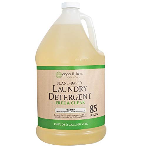 Ginger Lily Farms Botanicals Plant-Based Liquid Laundry Detergent, Free & Clear, Concentrated Formula, HE Compatible, 85 Loads, 1 Gallon (128 fl. oz.)