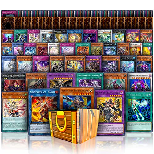 Golden Groundhog Yugioh 150 Card Lot - Featuring A Mix of 15 Rares and 15 Holos - Includes Treasure Chest Storage Box