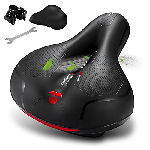 GREAN Comfortable Bike Seat Cushion -Bicycle Seat for Men Women with Dual Shock Absorbing Ball Memory Foam Waterproof Wide Bicycle Saddle Fit for Stationary/Exercise/Indoor/Mountain/Road Bikes