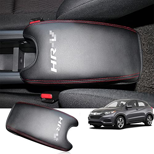 Great-luck Leather Center Console Cover Armrest Pad, Protector Armrest Box Cover Accessories Keep Your Armrest in a More Comfortable Feeling(red Stitches) for Honda HR-V(2016 2017 2018 2019 2020 2021)