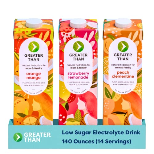 Greater Than Vegan Breastfeeding Support & Breast Milk Supply Aid, Organic Postpartum Nursing Supplement with No Sugar Added, Gluten Free & Keto All Natural, Coconut Water Electrolyte Drink, Variety Pack