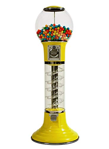 Gumball Machine WizKid 48" Set Up for $0.25 Gumballs 1 inch Toys in Round Capsules 1" Bouncy Balls 25mm Yellow Spiral Vending Gum Machine Great Gumball Machines Gift for Kids Bubble Gum Machine