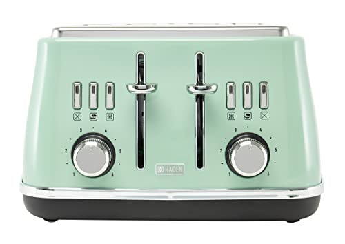 Haden 75100 COTSWOLD 4-Slice, Wide Slot Retro Toaster with Browning Control, Cancel, and Defrost Settings, Sage