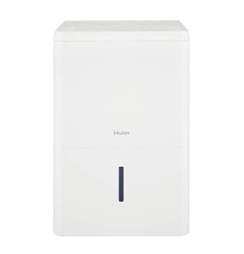 Haier 50 Pint Portable Dehumidifier, Perfect for Bedroom, Basement & Garage, Ideal for High Humidity or Wet Areas, Empty Bucket Alarm, Clean Filter Alert & LED Digital Controls, Energy Star, White