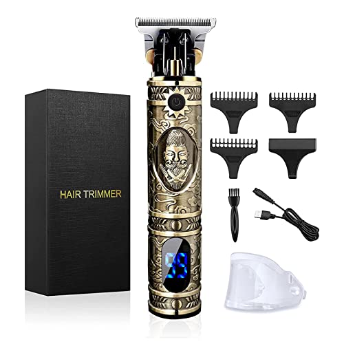 Hair Clippers for Men, Professional Hair Trimmer Zero Gapped T-Blade Trimmer Cordless Rechargeable Edgers Clippers Electric Beard Trimmer Shaver Hair Cutting Kit with LCD Display Gifts for Men