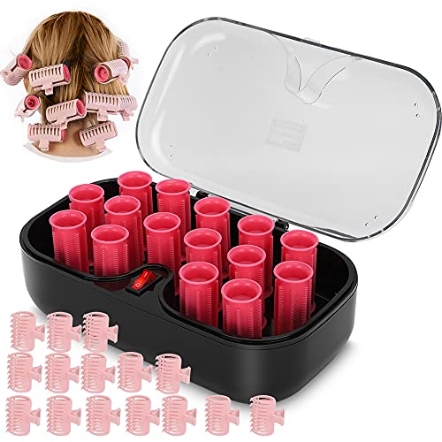 Hair Perm Rods Set Instant Heat Travel Hot Rollers Electric Heated Rollers, 15pcs Electrci Hair Perm Short and Long Hair[US Plug]