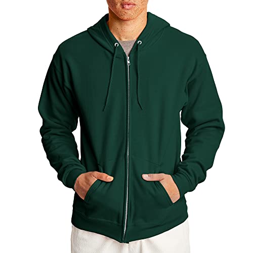 Hanes Men's Full-Zip Eco-Smart Hoodie, Deep Forest, Small