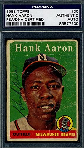 Hank Aaron PSA DNA Signed 1958 Topps Autograph - Baseball Slabbed Autographed Cards