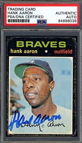 Hank Aaron PSA DNA Signed 1971 Topps Autograph - Baseball Slabbed Autographed Cards