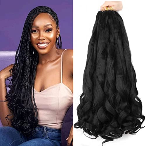 Hayalisha 8 Pack French Curl Braiding Hair 22 inch Pre Stretched Bouncy Braiding Hair Easy Braid Crochet Hair Yaki Texture Synthetic Hair Extensions For Black Women 75/Pack (22 inch 8pack, 1B)