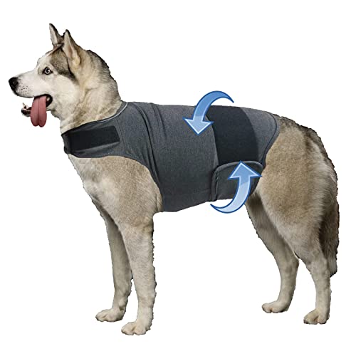 HCHYEY Dog Anxiety Jacket, Skin-Friendly Weighted Dog Vest - Dog Shirt for Thunder, Fireworks and Separation - Keep Pet Calm Without Medicine & Training, Anti Anxiety Vest for Dogs (Dark Grey, XL)