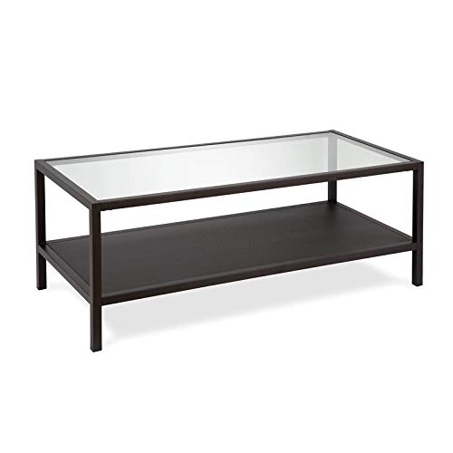 Henn&Hart 45" Wide Rectangular Coffee Table in Blackened Bronze, Modern coffee tables for living room, studio apartment essentials