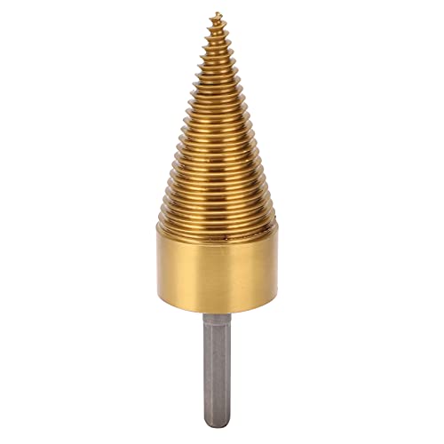 Hex Shank Drill Screw Cone, 42mm Ti Plating Split Tool Twist Firewood Splitter, Tree Stump Breaker Wood Cone Punch Drill Bit