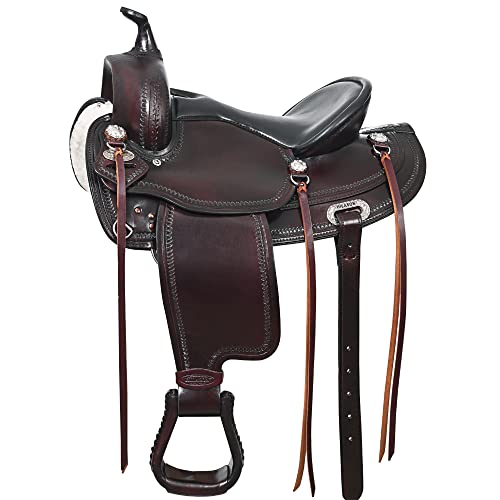 HILASON 16 in Western American Leather Draft Horse Saddle Trail Pleasure