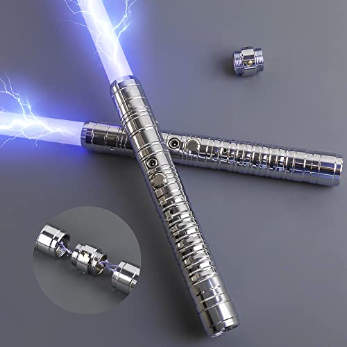 HOMZZZZ Lightsabers 2 Pack Metal Hilt Light Sabers for Adults Kids Rechargeable 2 in 1 FX Dueling Lightsabers with 7 Colors 3 Sounds Modes for Children's Day Birthday Halloween Present