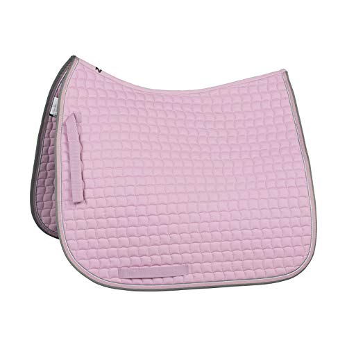 HORZE Adepto Quilted Quick-Dry Dressage Saddle Pad for Horses with Two-Tone Trim - Dawn Pink - Horse