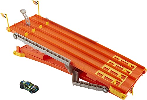 Hot Wheels Toy Car Track Set, 4-Lane Elimination Race with Fair-Start Launcher & 1 Toy Car in 1:64 Scale [Amazon Exclusive]