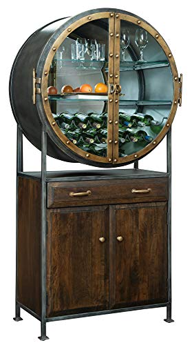 Howard Miller Schawlow Wine & Bar Cabinet 547-330 – Distressed Display, Rustic Hardwood Storage Liquor Console & Rack