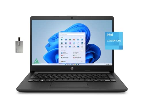 HP 2022 Stream 14" HD Laptop, Intel Celeron N4120 Processor, 4GB RAM, 64GB eMMC Storage, HD Webcam, HDMI, Wi-Fi, Bluetooth, Black, Office 365 1-Year, Windows 11 S, 32GB SnowBell USB Card