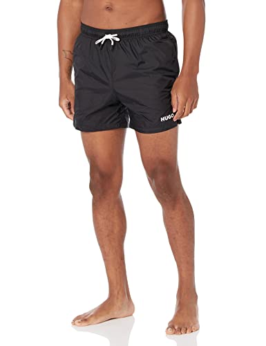 HUGO Mens Small Logo Quick Dry Swim Trunks, Basic Black, Medium US