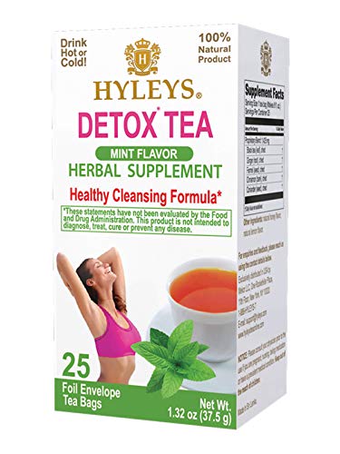 Hyleys Detox Tea for Cleanse - Green Tea with Mint - 25 Tea Bags (1 Pack)
