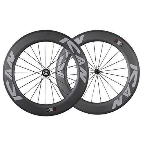 ICAN 86mm Carbon Time Trial Wheelset Triathlon Aero Road Bike Clincher Tubeless Ready 6 Pawls Hub 1920g (Standard Wheelset)