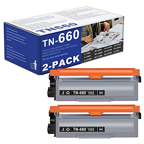 INDI TN660 TN-660 (2 Pack Black) High Yield Toner Cartridge Replacement for Brother MFC-L2680W L2685DW DCP-L2540DW HL-L2300D L2315DW L2320D L2380DW L2340DW L2305W L2360DW Printer.