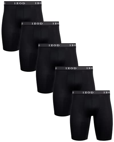 IZOD Men's 5 Pack Performance Cycle Boxer Brief, Black/Black/Black/Black/Black, S