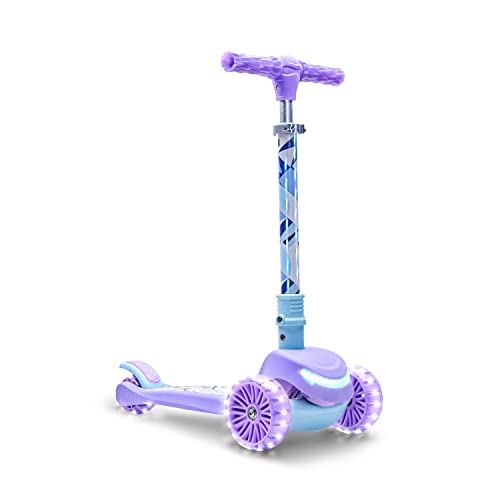 Jetson Disney’s Frozen Three-Wheel Kids’ Kick Scooter | Includes LED Lights on Stem & Light-Up Wheels | Height-Adjustable Handlebar | Lean-to-Steer System | Easy-Folding Mechanism | Ages 3+