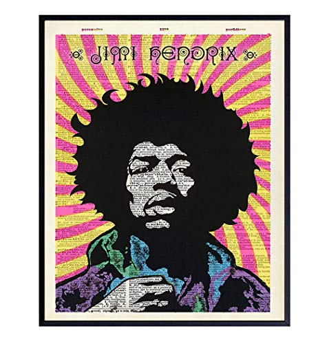 Jimi Hendrix Psychedelic Dictionary Wall Art Print - Original 8x10 Picture Photo Home Decor - Cool Gift for 60s Music, Woodstock Fans - Unframed Poster