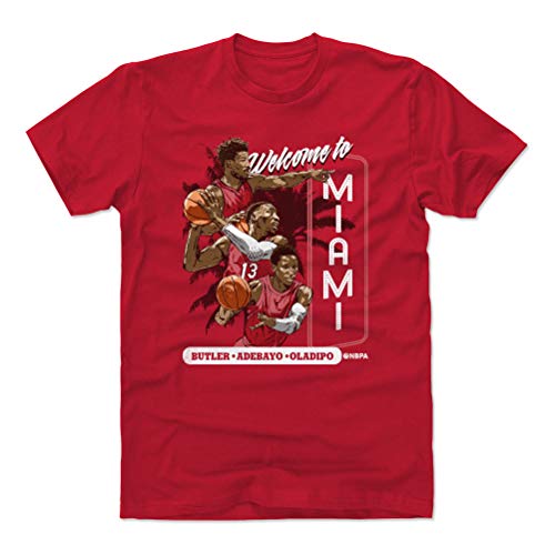 Jimmy Butler Shirt (Cotton, Large, Red) - Jimmy Butler Bam Adebayo & Vic Oladipo Welcome Miami WHT