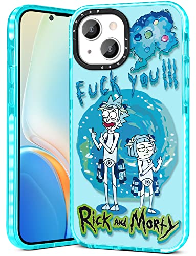 Jowhep Rick Mort for iPhone 13 6.1”Case Cute Cartoon Character Girly for Girls Kids Boys Phone Cases Cover Fun Design Cool Shockproof Soft TPU Bumper Protective Case for iPhone 13 6.1 Inches