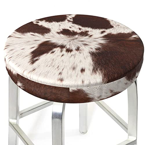 JSXTDZM Round Stool Cover Cow Cowhide Soft & Comfortable Bar Footstool Chair Stool Slipcover Protector 13 inch