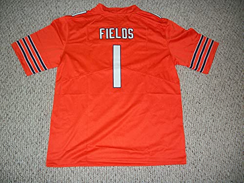 Justin Fields Jersey #1 Chicago Custom Stitched Orange Football Various Sizes New No Brand/Logos GENERIC Size 2XL