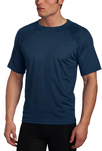 Kanu Surf Men's Short Sleeve UPF 50+ Swim Shirt (Regular & Extended Sizes), Navy, Large